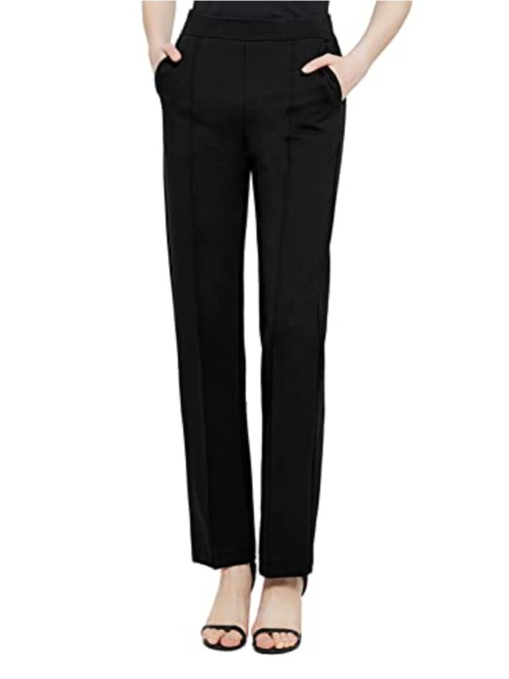 Stretchy Straight Leg Yoga Pants with Pockets
